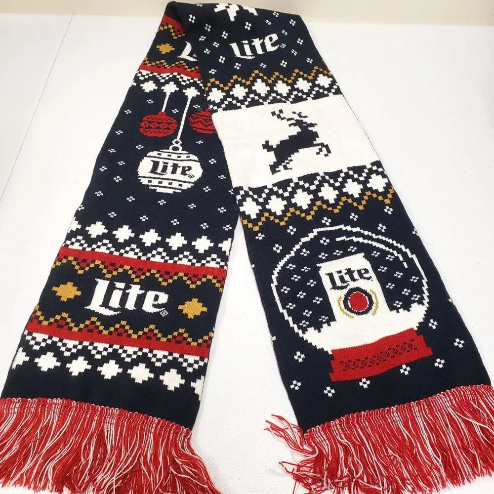 Miller Lite Beer Christmas Holiday Winter Scarf